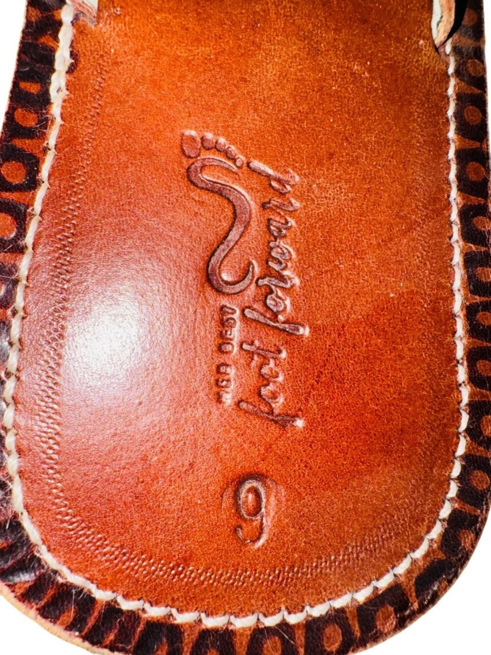 Handmade Boho Hippie Leather Sandals Rainbow Beaded Retro Indie Womens 9 Western - Picture 4 of 8